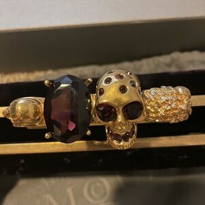 Alexander McQueen Purple Velvet Jeweled Knuckle Box Clutch Bag